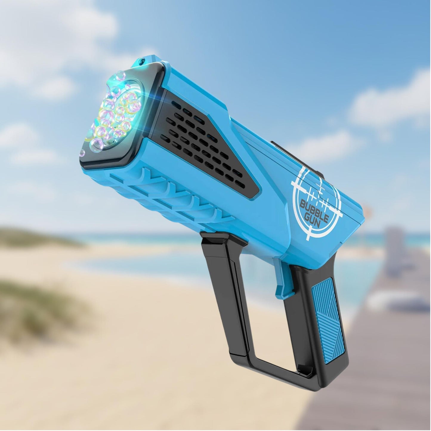 Bubble Machine Gun – 8-Hole Bubble Blower with LED Lights for Kids' Outdoor Fun