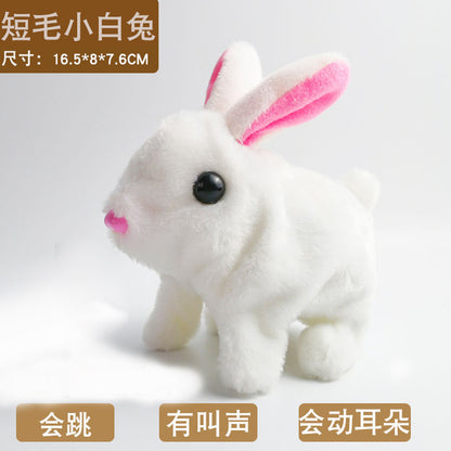 Soft Plush Electric White Rabbit – Interactive Pet Toy That Walks, Talks & Moves Ears