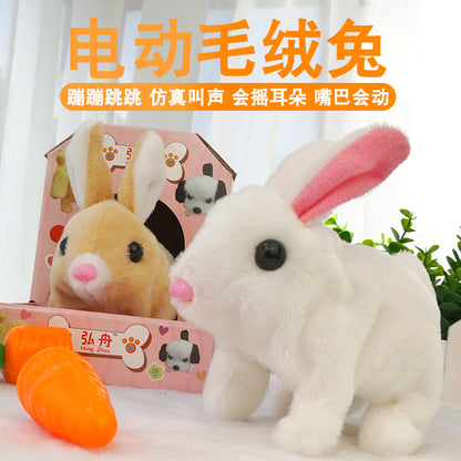 Soft Plush Electric White Rabbit – Interactive Pet Toy That Walks, Talks & Moves Ears