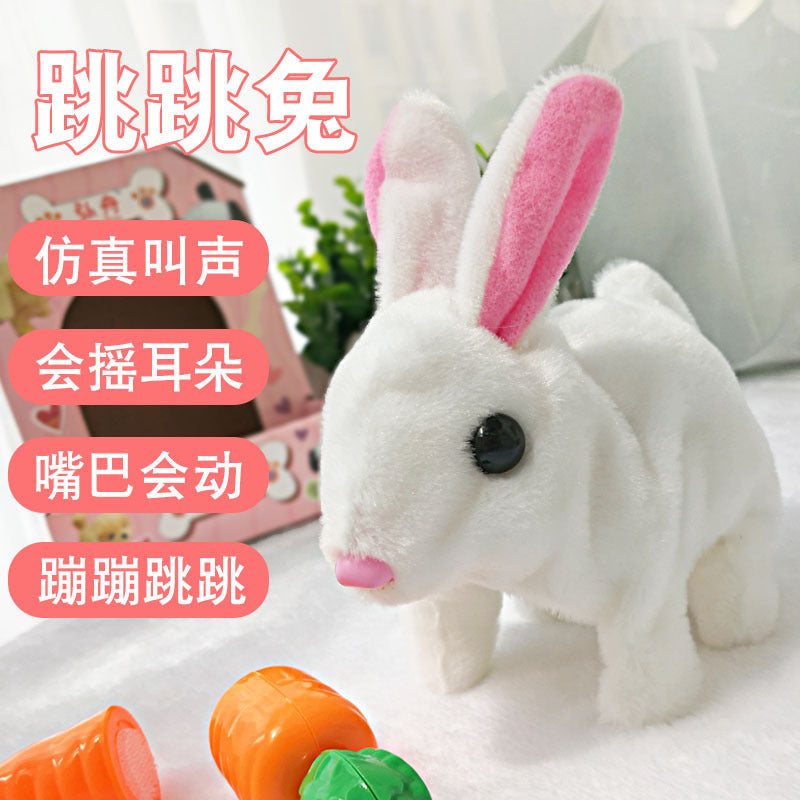 Soft Plush Electric White Rabbit – Interactive Pet Toy That Walks, Talks & Moves Ears