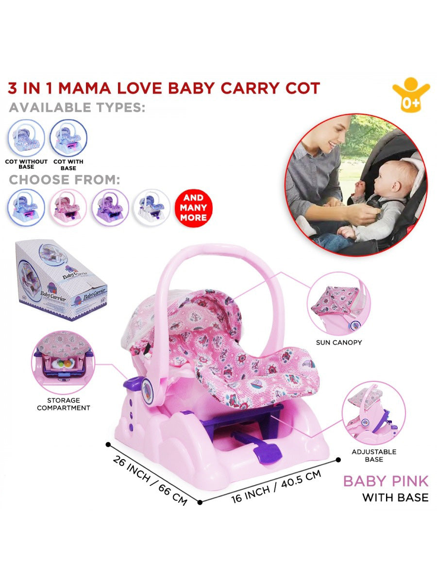 Mama Love 3-in-1 Carry Cot with Base – Premium Newborn Baby Rocker, Sleeping Carrier & Car Seat