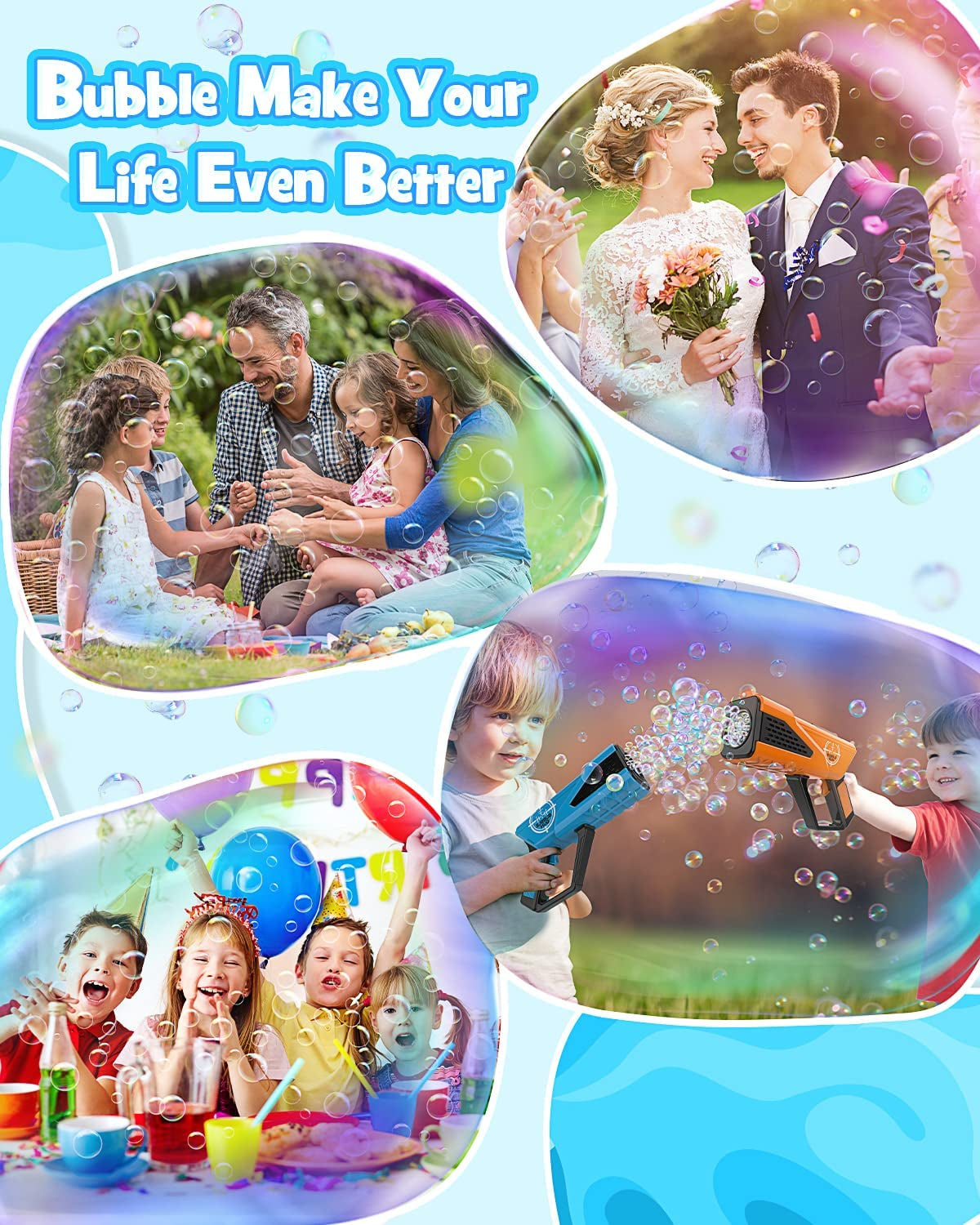Bubble Machine Gun – 8-Hole Bubble Blower with LED Lights for Kids' Outdoor Fun