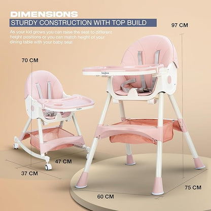 2-in-1 Convertible Baby High Chair & Swing – Floral Pink