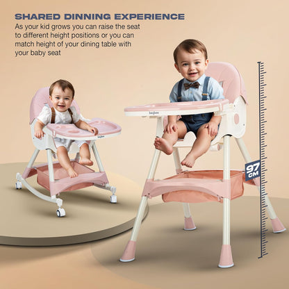 2-in-1 Convertible Baby High Chair & Swing – Floral Pink