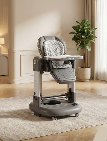 2-in-1 Convertible Baby High Chair & Swing – Light Grey