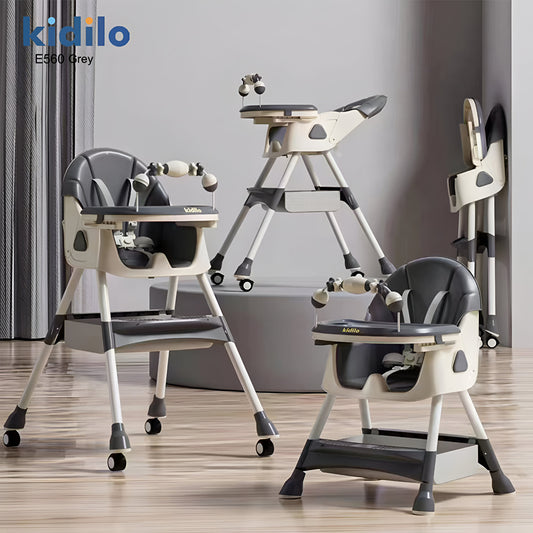 2-in-1 Convertible Baby High Chair & Swing – off White/Grey