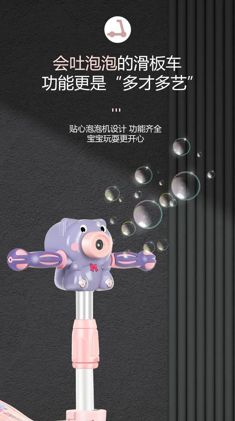 2-in-1 Kids Scooty with Seat – Portable Ride-On with Bubble Lights, Music & Fun Poems!