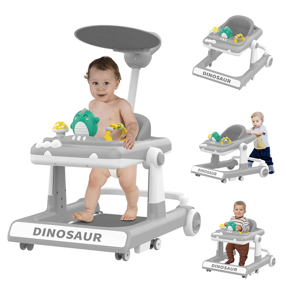 Dino 5-in-1 Multifunctional Baby Walker – Stroller, Jumper, Activity & Adjustable Speed Walker with Sun Shade