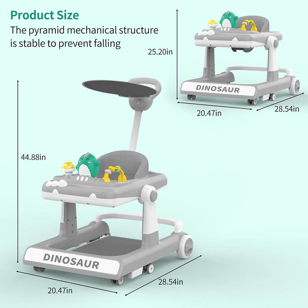 Dino 5-in-1 Multifunctional Baby Walker – Stroller, Jumper, Activity & Adjustable Speed Walker with Sun Shade
