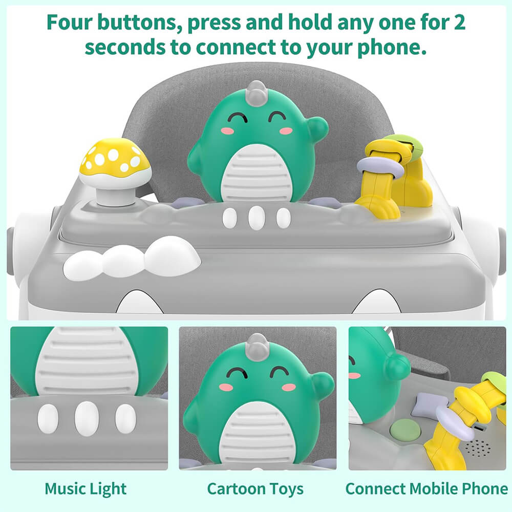 Dino 5-in-1 Multifunctional Baby Walker – Stroller, Jumper, Activity & Adjustable Speed Walker with Sun Shade