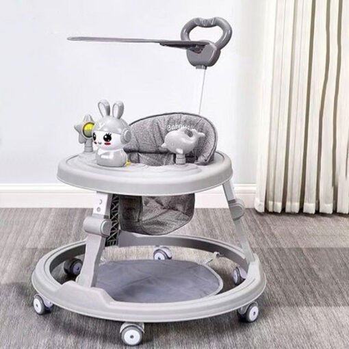 4-in-1 Round Baby Walker – Stroller, Jumper & Sun Shade Walker