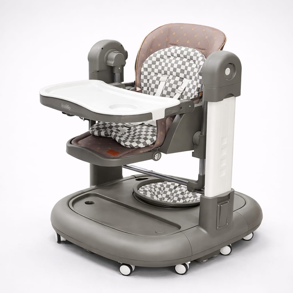 2-in-1 Convertible Baby High Chair & Swing – Grey