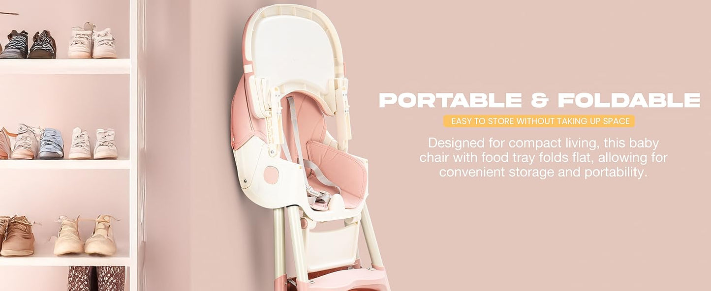 2-in-1 Convertible Baby High Chair & Swing – Floral Pink