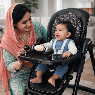 2-in-1 Convertible Baby High Chair & Swing – Black