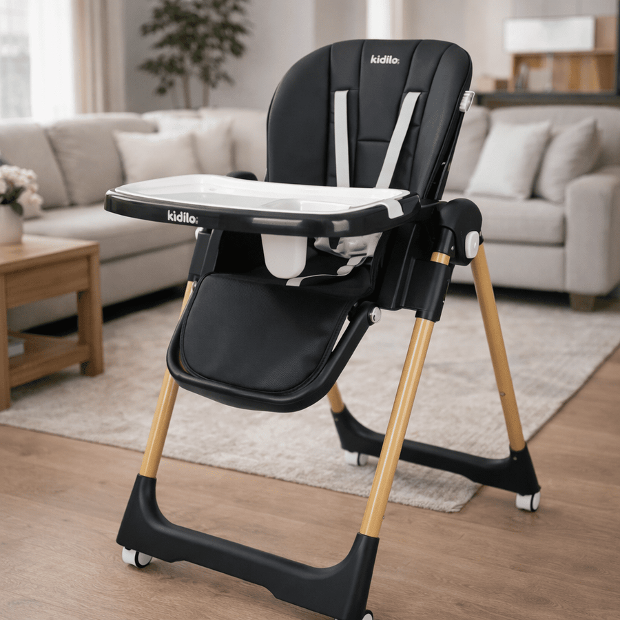 2-in-1 Convertible Baby High Chair & Swing – Black