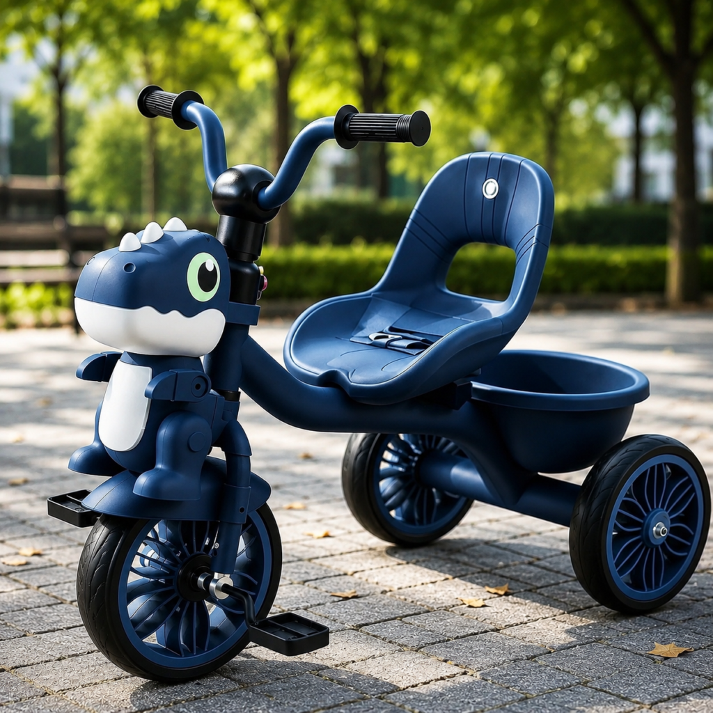 Dinosaur Kids Tricycle with Basket – 3-Wheel Pedal Bike for Toddlers | Stable & Safe Ride-On Bicycle
