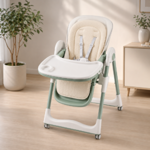 Kidilo Adjustable Baby High Chair – Foldable Dining Chair with Removable Double Tray, 5-Point Safety Harness & Adjustable Height | Premium Baby Feeding Chair