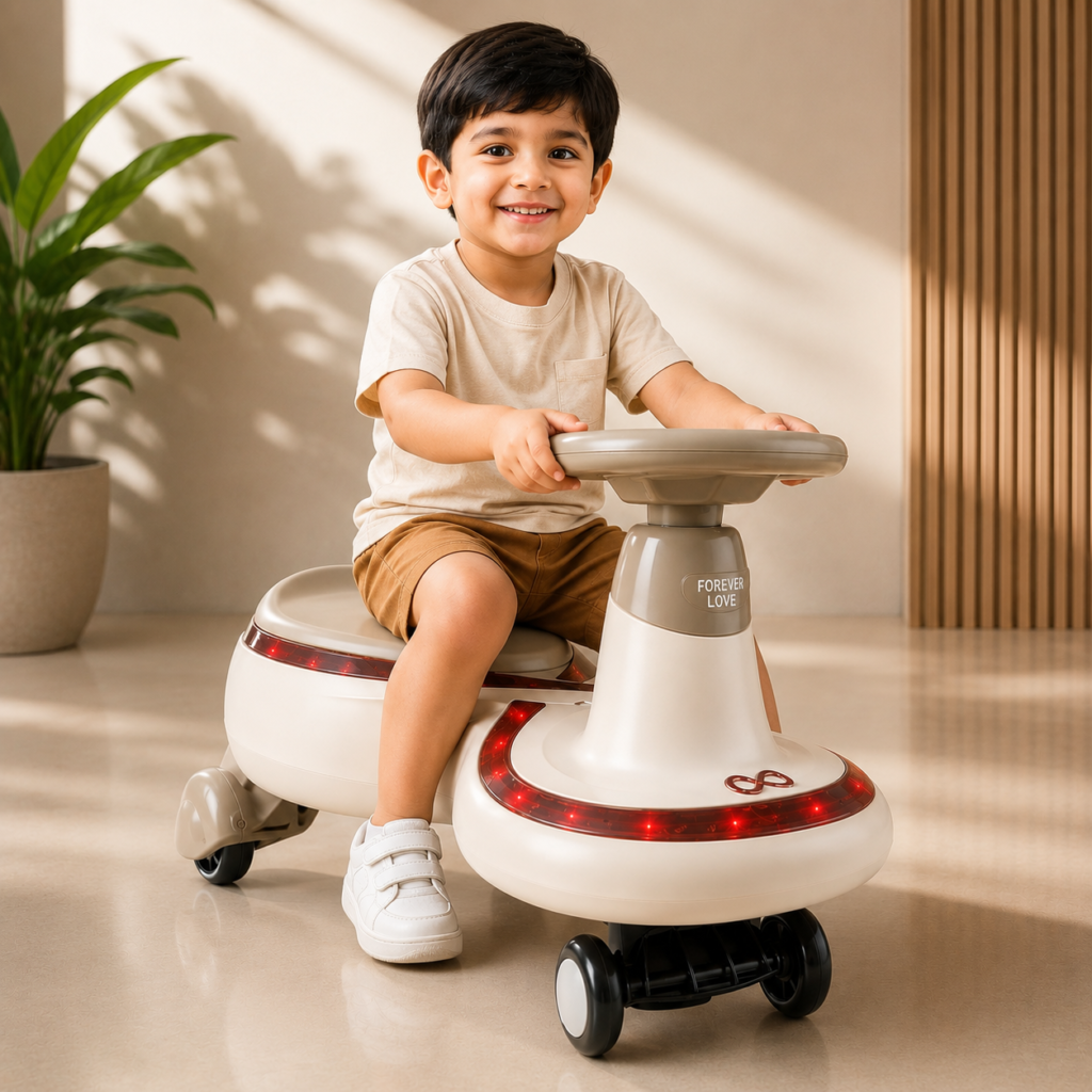 Auto Rapid Kids Wiggle Car – Swing Ride-On Toy with LED Lights & Silent Wheels | No Battery Required