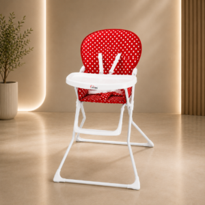 Tinnies Foldable Baby High Chair with Removable Tray & 5-Point Safety Harness – Red Star Design