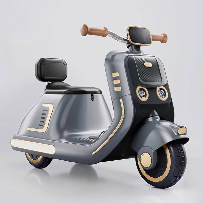 Vintage Deluxe Kids Electric Ride-On Scooter | Premium Battery Powered Retro Bike with LED Lights thumbnail 5