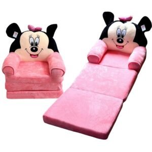 Pink Minnie Mouse Kids Sofa – 3-Panel Foldable Baby Sofa & Comfortable Kids Seating Chair