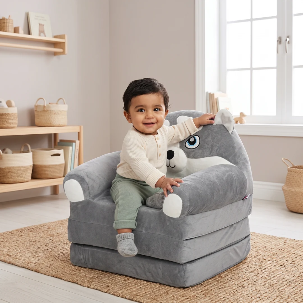Kids Sofa – 3-Panel Foldable Baby Sofa & Comfortable Kids Seating Chair thumbnail 2