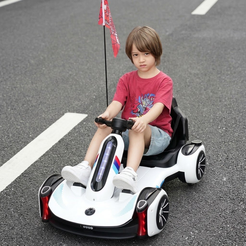 Kids Electric Go-Kart Ride-On Car – Rechargeable Racing Car for Kids with LED Lights thumbnail 4