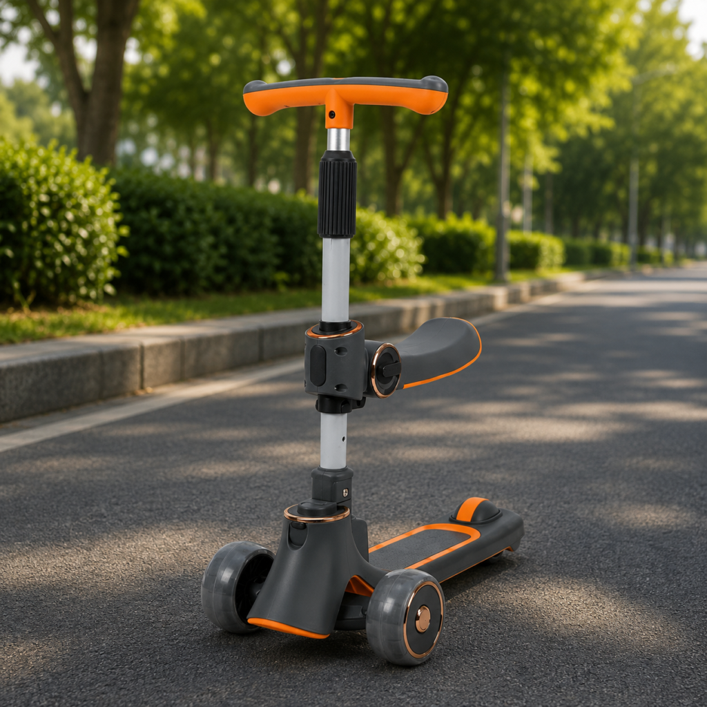 3-in-1 Kids Kick Scooter with Removable Seat & Adjustable Handlebar | Foldable Toddler Scooter for Boys & Girls | 3-Wheel Lean-to-Steer Scooter