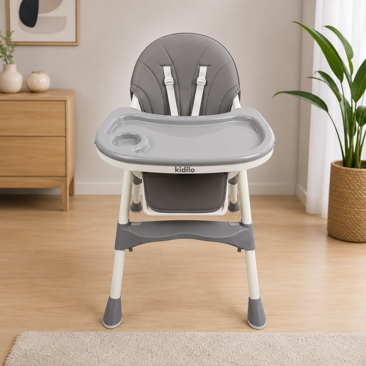 Kidilo Baby Dining Chair | Adjustable High Chair for Babies & Toddlers | Foldable Feeding Chair with Removable Tray & Safety Harness