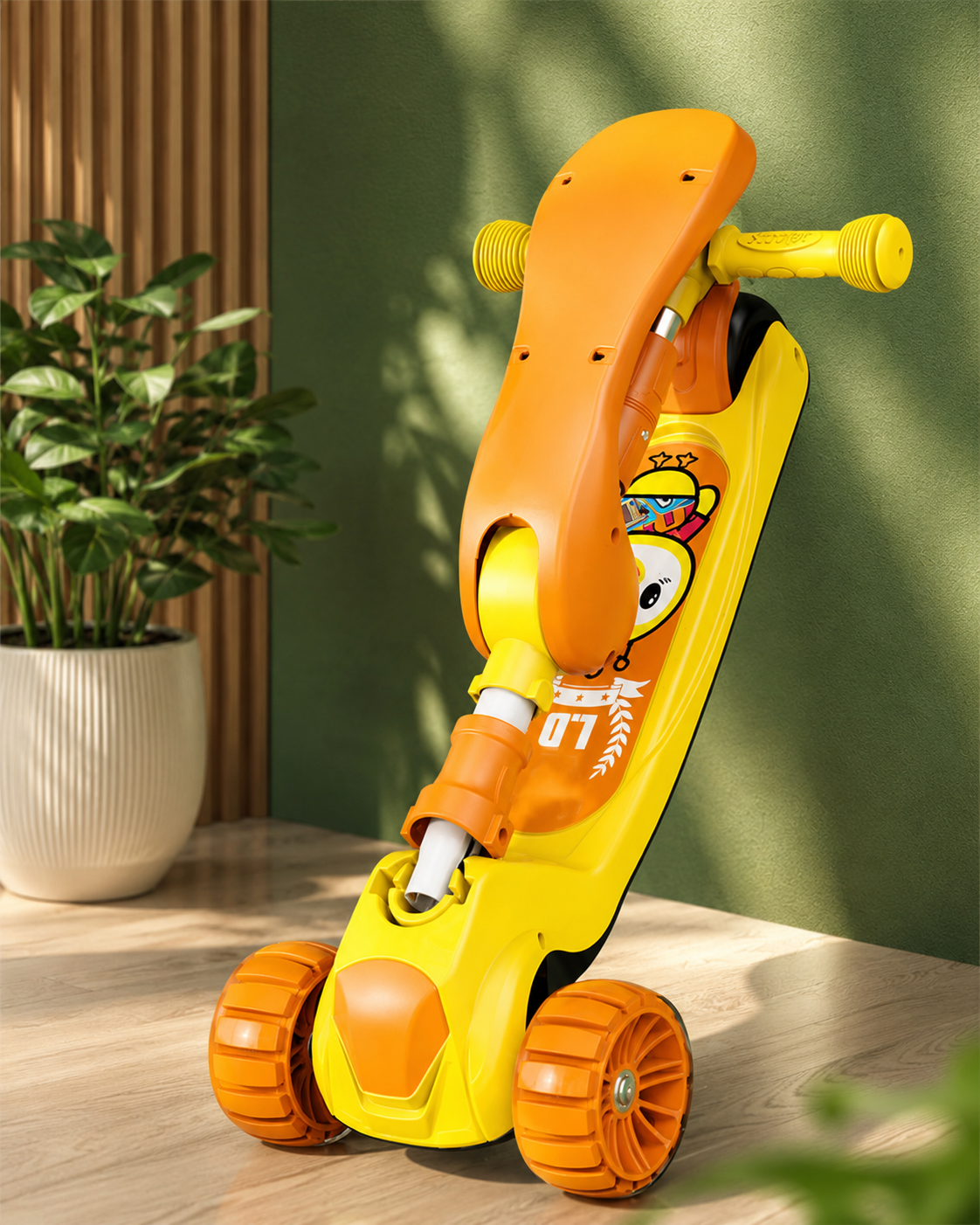 3-in-1 Kids Scooter with Removable Seat | Adjustable Height Foldable Toddler Scooter | Lean-to-Steer 3-Wheel Scooter for Boys & Girls