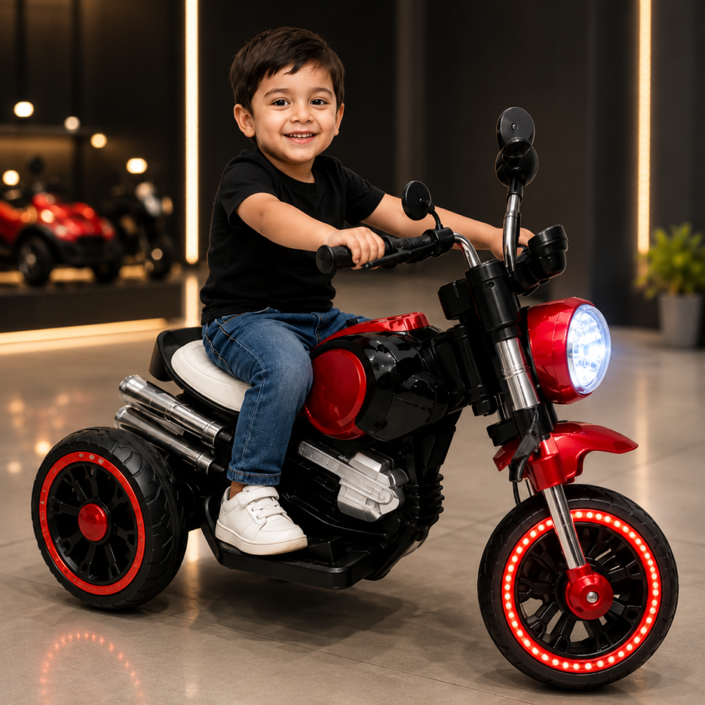 Harley-Davidson Kids Electric Ride-On Motorcycle, 3-Wheel Battery Powered LED Toy Bike Red thumbnail 3