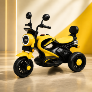 Cruiser Kids Electric Ride On Motorcycle 6V Rechargeable Trike with LED Headlight – Yellow