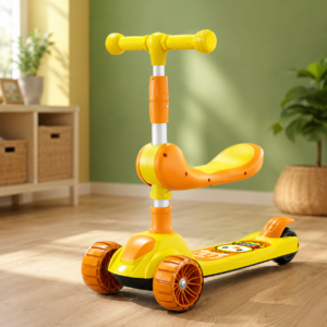 3-in-1 Kids Scooter with Removable Seat | Adjustable Height Foldable Toddler Scooter | Lean-to-Steer 3-Wheel Scooter for Boys & Girls