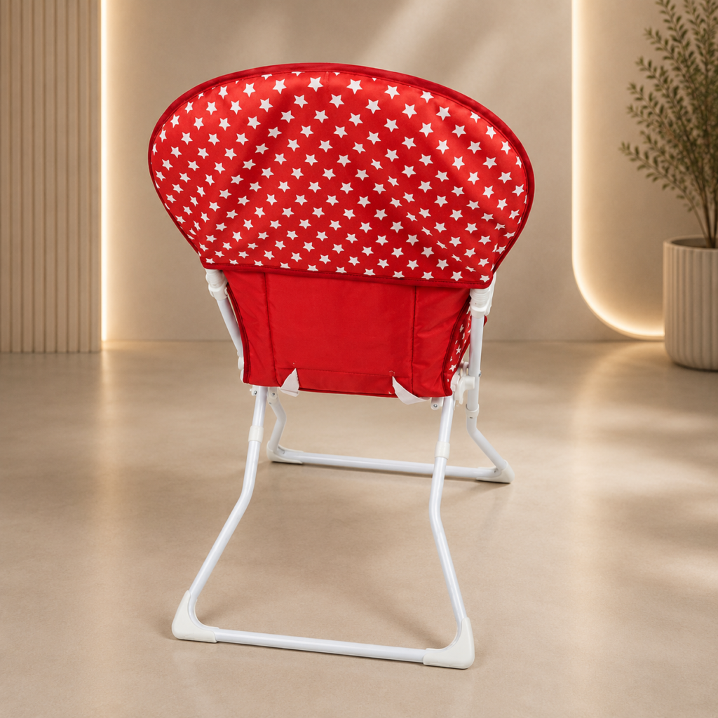Tinnies Foldable Baby High Chair with Removable Tray & 5-Point Safety Harness – Red Star Design thumbnail 3