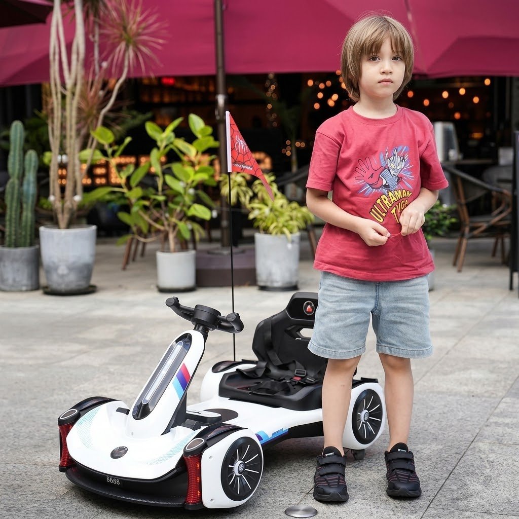 Kids Electric Go-Kart Ride-On Car – Rechargeable Racing Car for Kids with LED Lights thumbnail 5