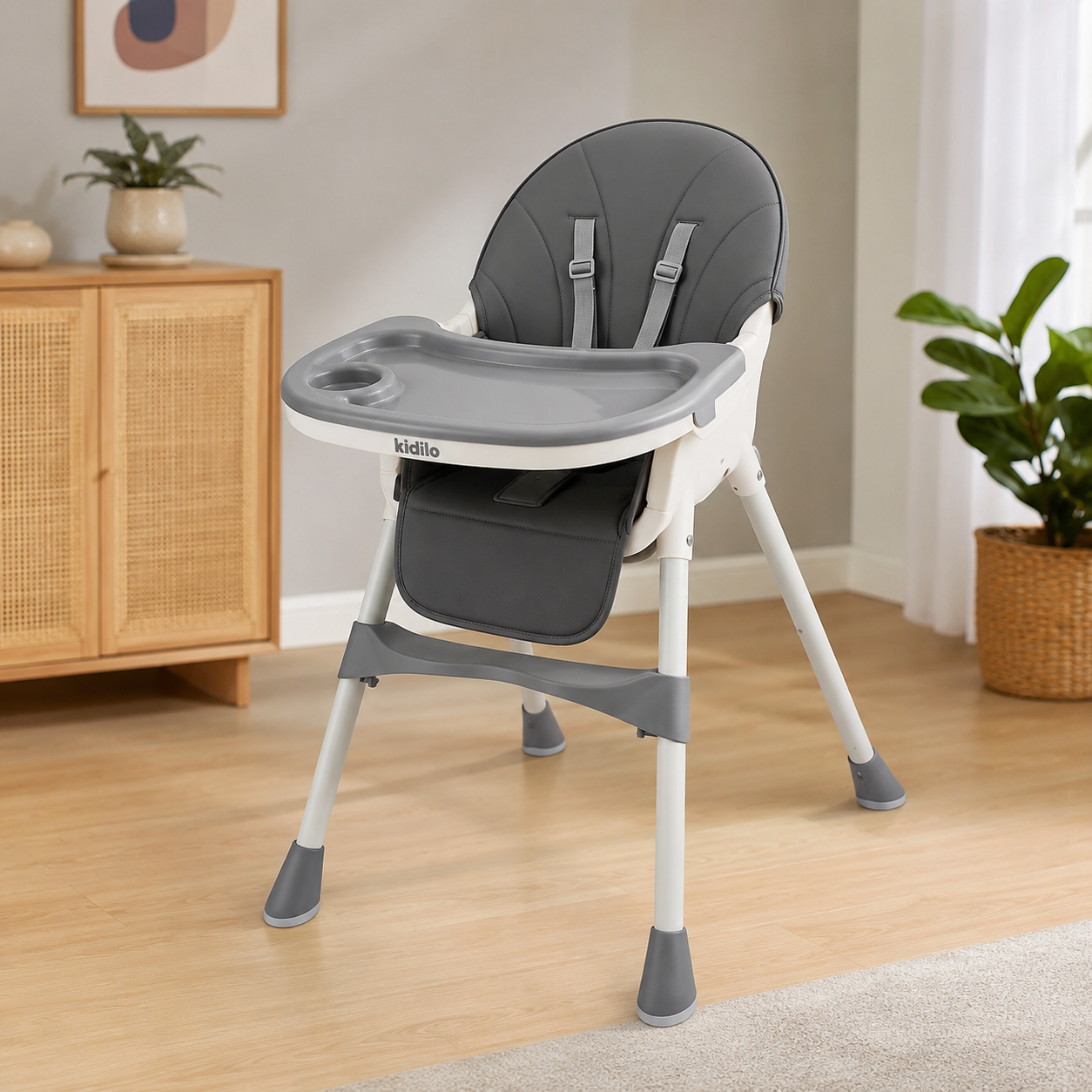 Kidilo Baby Dining Chair | Adjustable High Chair for Babies & Toddlers | Foldable Feeding Chair with Removable Tray & Safety Harness