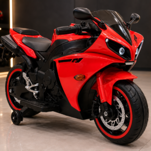 Kawasaki Ninja Style Kids Electric Ride On Sports Bike 12V Rechargeable Motorcycle with LED Lights – Red