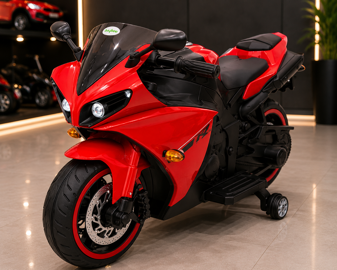 Kawasaki Ninja Style Kids Electric Ride On Sports Bike 12V Rechargeable Motorcycle with LED Lights – Red