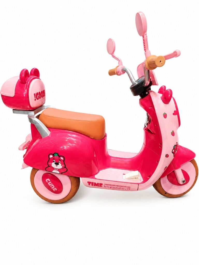 Kitty Vespa Kids Electric Ride-On Scooter 6V Rechargeable – Pink Kids Ride-On Motorcycle with LED Headlight thumbnail 3
