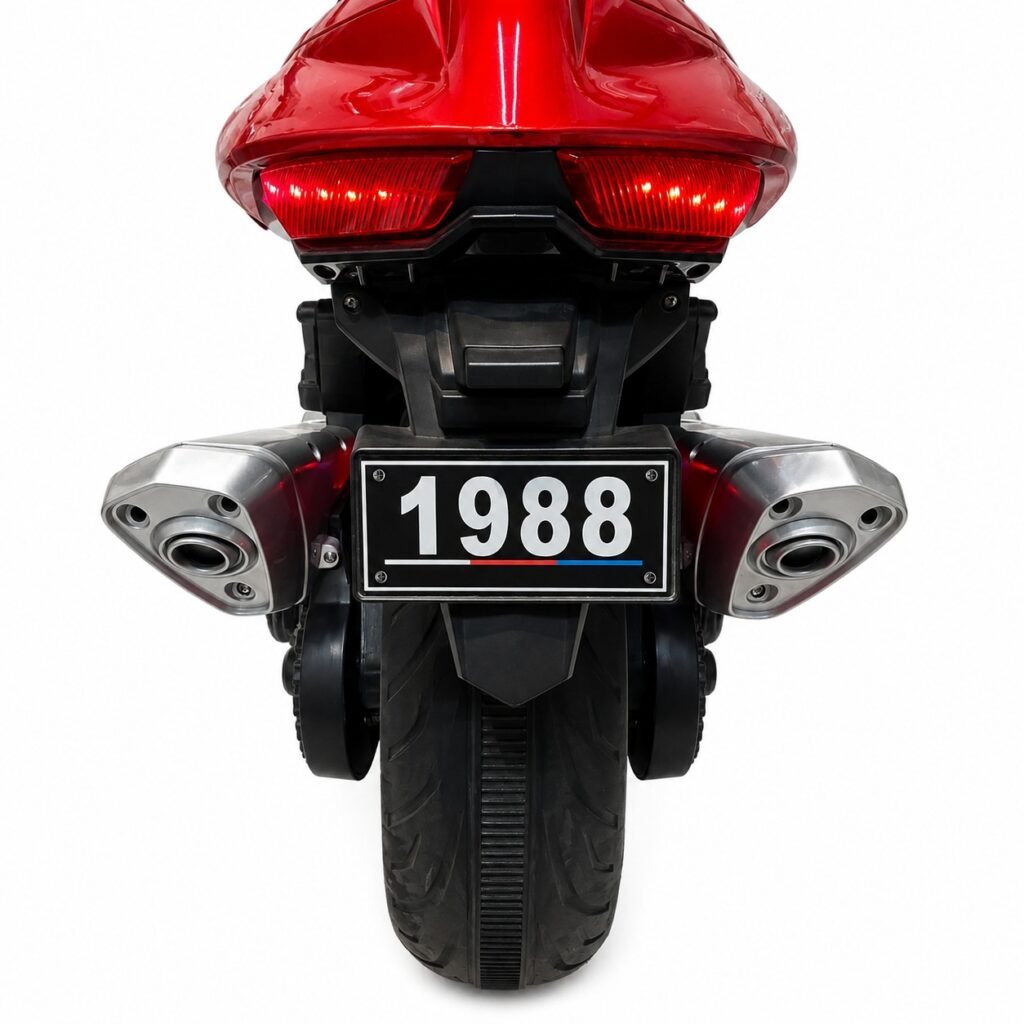 Hayabusa Style 12V Kids Electric Ride On Sports Motorcycle with LED Lights, Training Wheels & Rechargeable Battery – Red thumbnail 3