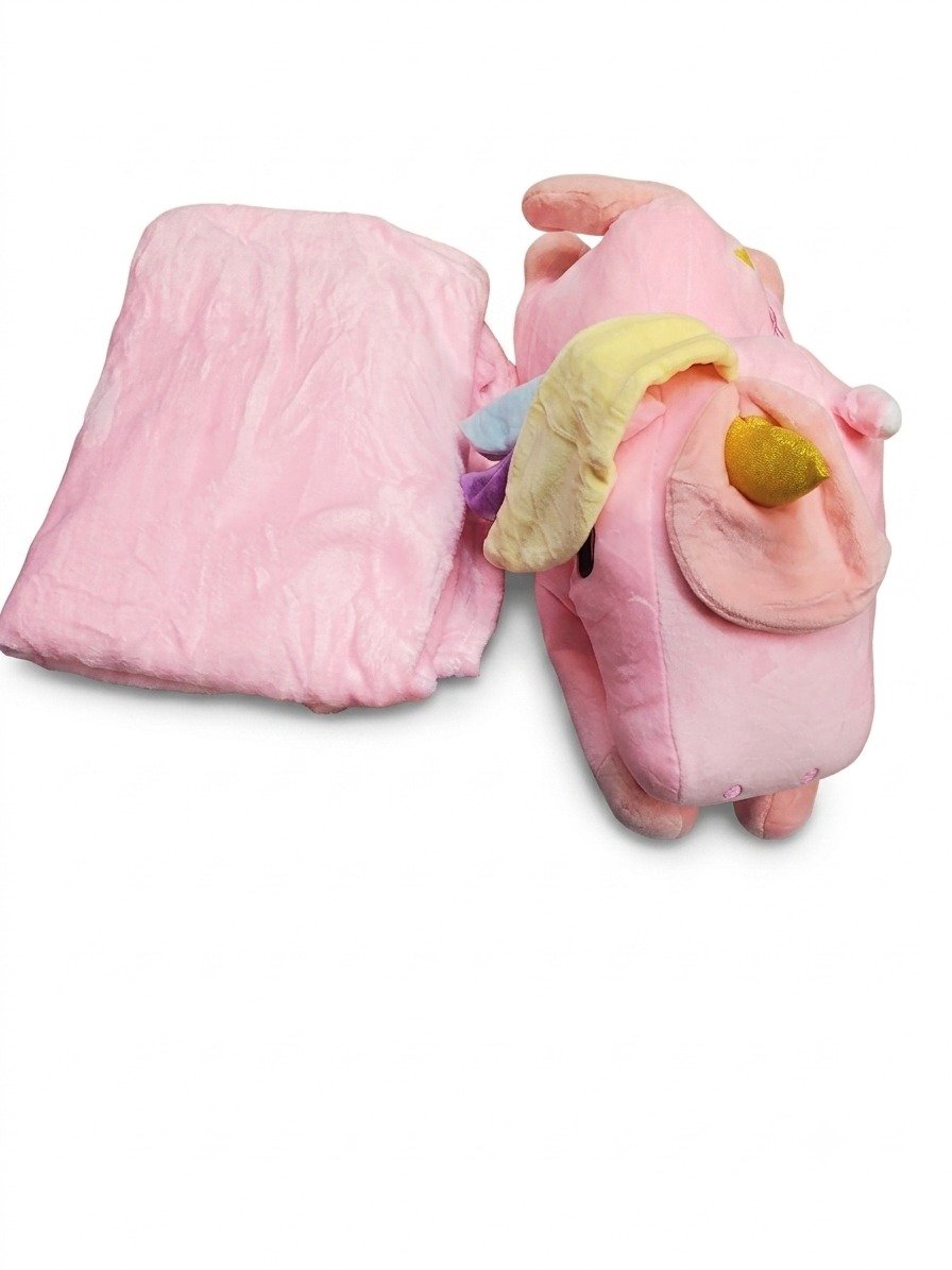 Unicorn teddy pillow with blanket