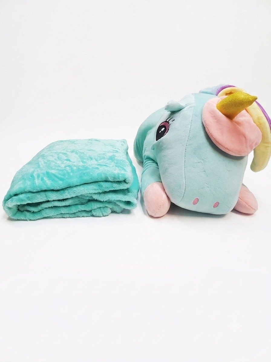 Unicorn teddy pillow with blanket