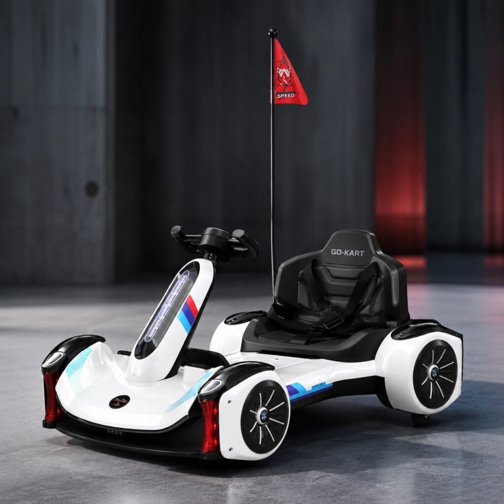 Kids Electric Go-Kart Ride-On Car – Rechargeable Racing Car for Kids with LED Lights