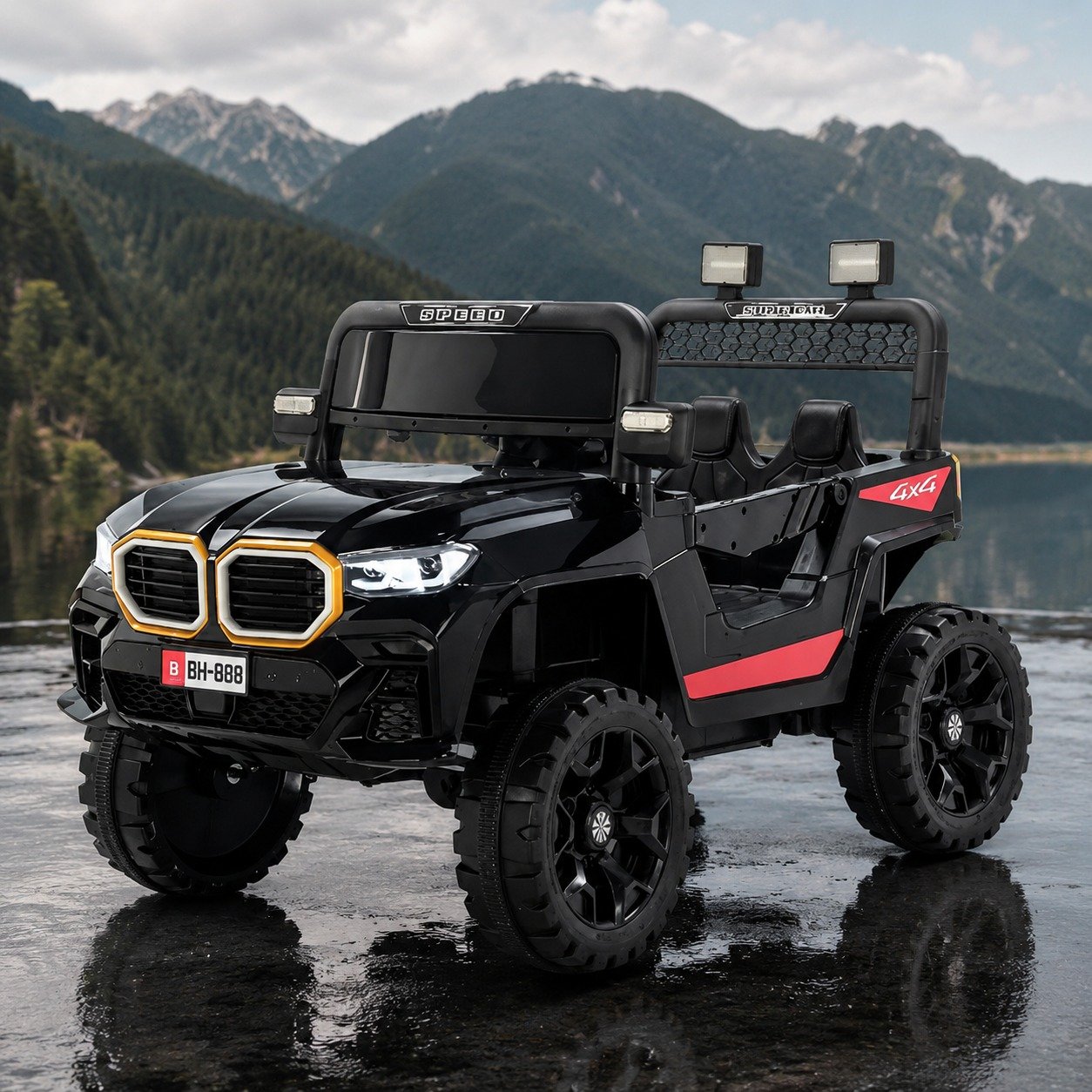 12V Kids Ride-On Electric Jeep 4x4 Style SUV with LED Lights, Music, USB, Remote Control & Rechargeable Battery – Off-Road Ride On Car for Boys & Girls