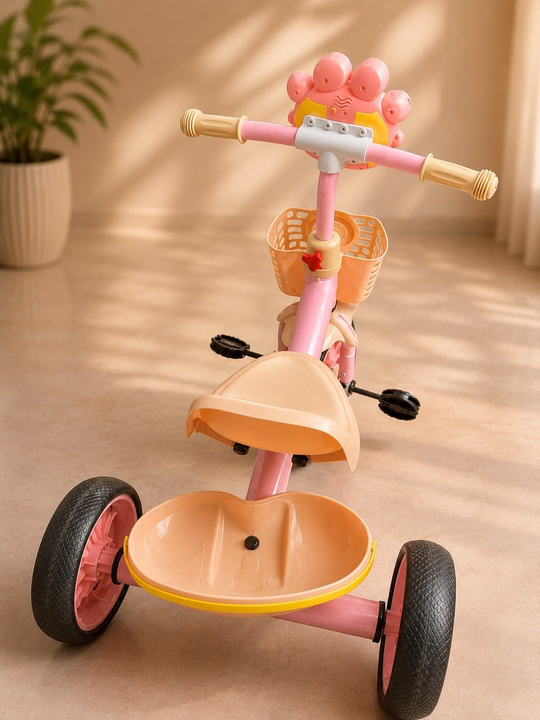 Bubble Kids Tricycle with Basket – Pedal Trike for Toddlers | Stable 3-Wheel Bicycle – Pink