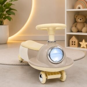Bullet Rapid Kids Wiggle Ride-On Car – Silent Wheels, LED Headlight & No Battery Required | Beige
