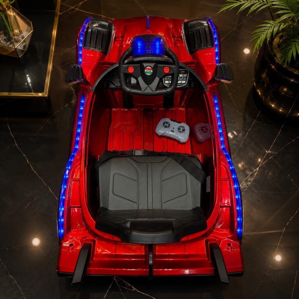 Ferrari Style 12V Kids Electric Ride-On Sports Car – Battery Powered with LED Lights, Music & Remote Control – Red thumbnail 3