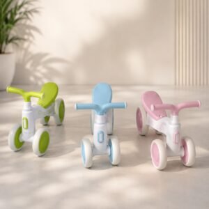 4-Wheel Baby Balance Bike | Toddler Ride-On Push Bike for 1–3 Years | Indoor & Outdoor First Bike