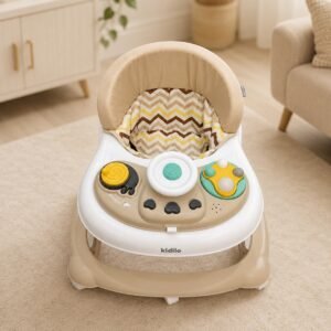 Kidilo Baby Walker with Music & Interactive Toy Tray | Adjustable Height | Comfortable Cushioned Seat | Foldable Infant Learning Walker