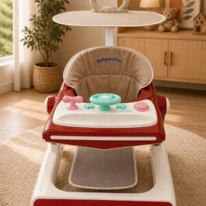Baby Walker with Parent Push Handle, Adjustable Height, Activity Tray & Foldable Design | Musical Learning Walker for Babies